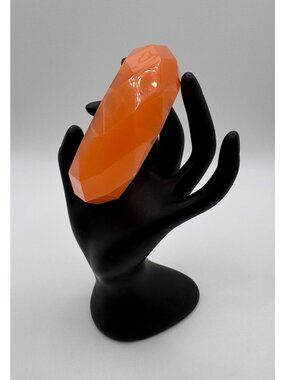 Chunky Peach Orange Faceted Lucite Bangle Bracelet 7.75 Inch Retro Statement